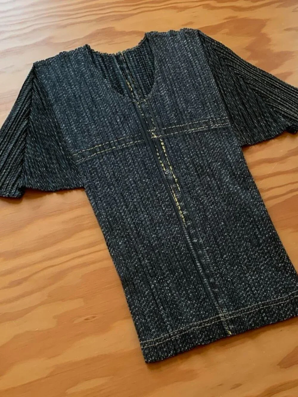 Issey Miyake Pleats Please Denim Top Dark Charcoal JP3